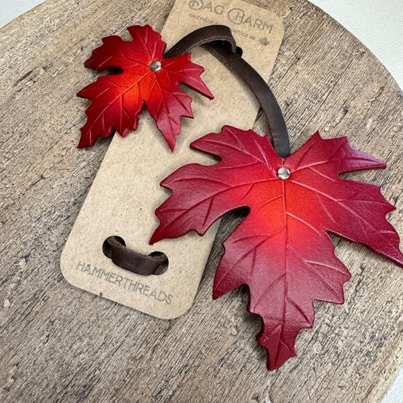 Leather Purse Charm Maple Leaf Bag Charm Genuine Leather Purse Keychain NEW - Picture 9 of 9